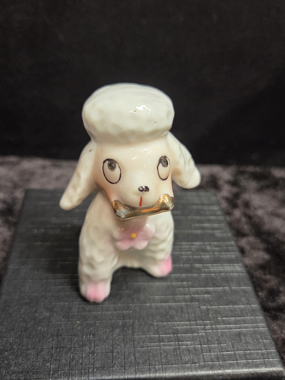 1950's White Miniature Poodle Ceramic FIGURINE MADE IN JAPAN
